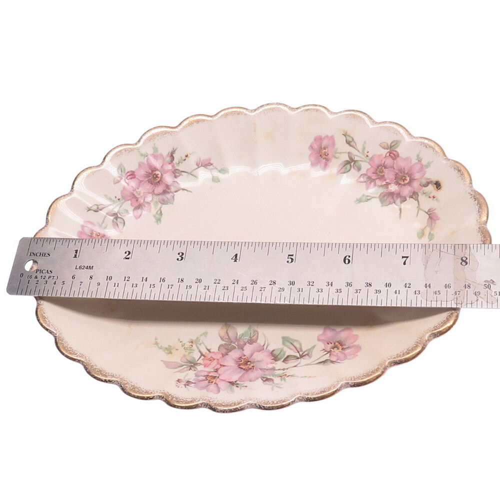 LIMOGES Antique Warranted 22K Gold 3K G-F. W. Wild Rose Porcelain Serving Plate - Picture 5 of 6